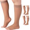Absolute Support Women's Sheer Open Toe Knee High Graduated Compression Socks 20-30 mmHg for Swelling, Varicose Veins, Pregnancy & All-Day Wear, 3 Pack, Beige, X-Large view 1