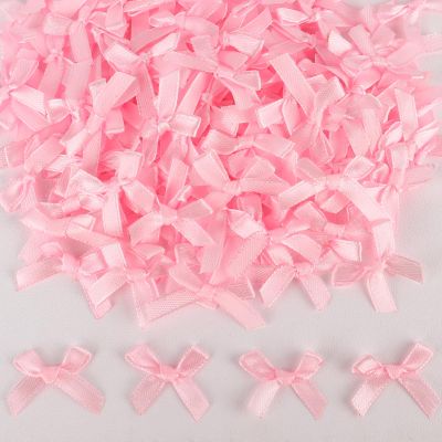 100Pcs 1Inch Mini Ribbon Pink Bows for Crafts Gift Wrapping, Small Tiny Gift Premade Bow Decor for Women Hair Party Bags, Ribbon Bow for Valentine New Year Thanksgiving Birthday Wedding