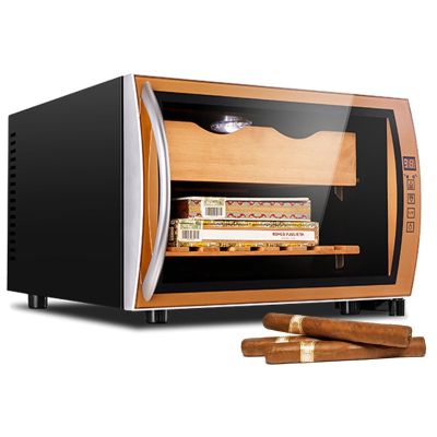 25l Electric Cigar Humidor with Cedar Wood Shelves,2 Layers Cigar Humidor,11-18 Temperature Adjustment,Touch Control,LED Lighting, Holds 150 Cigars(A)