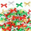 100Pcs 1Inch Mini Ribbon Christmas Bows for Crafts Gift Wrapping, Small Tiny Premade Bow Decor for Women Hair Clip Party Gift Bags Cake Stocking, Ribbon Bow for Valentine New Year Thanksgiving view 1