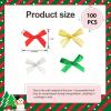 100Pcs 1Inch Mini Ribbon Christmas Bows for Crafts Gift Wrapping, Small Tiny Premade Bow Decor for Women Hair Clip Party Gift Bags Cake Stocking, Ribbon Bow for Valentine New Year Thanksgiving view 4