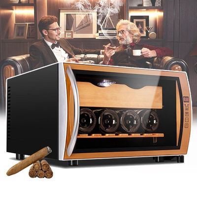 25L Electric Cigar Humidor Cabinet, Cedar Wood, Negative Ion Air Purification, 11-18 Temperature Adjustment, 2 Layers /150 Cigars(A)