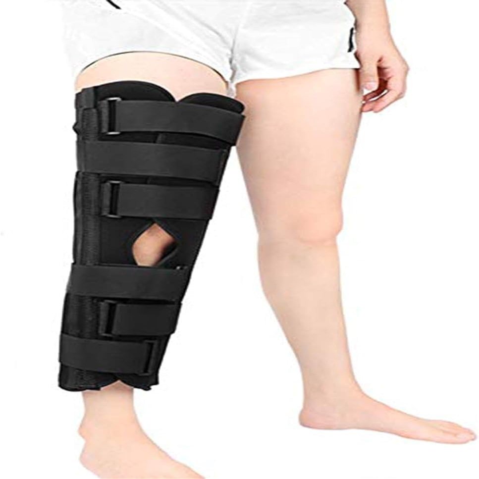 1pc Adjustable Knee Immobilizer Brace Support for Joint Pain Relief - for Injury Recovery and Workout(Black,X-Small)