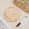 Baby Announcement Sign, 5.9 Inch Round Baby Nursery Name Signs with Ink Pad for Hand and Footprints Wooden Hello World Newborn Sign for Photo Prop(Blue) view 3