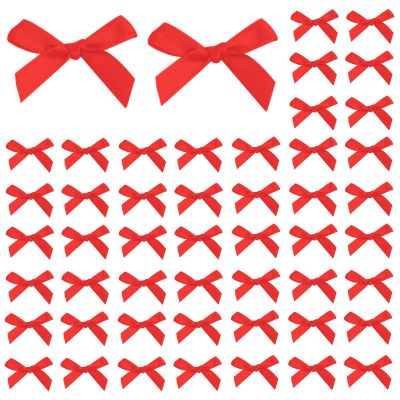 100Pcs 1Inch Mini Ribbon Red Bows for Crafts Gift Wrapping, Small Gift Premade Bow Decor for Women Hair Clip Party Candies Cake, Ribbon Bow for Valentine New Year Thanksgiving Birthday Wedding
