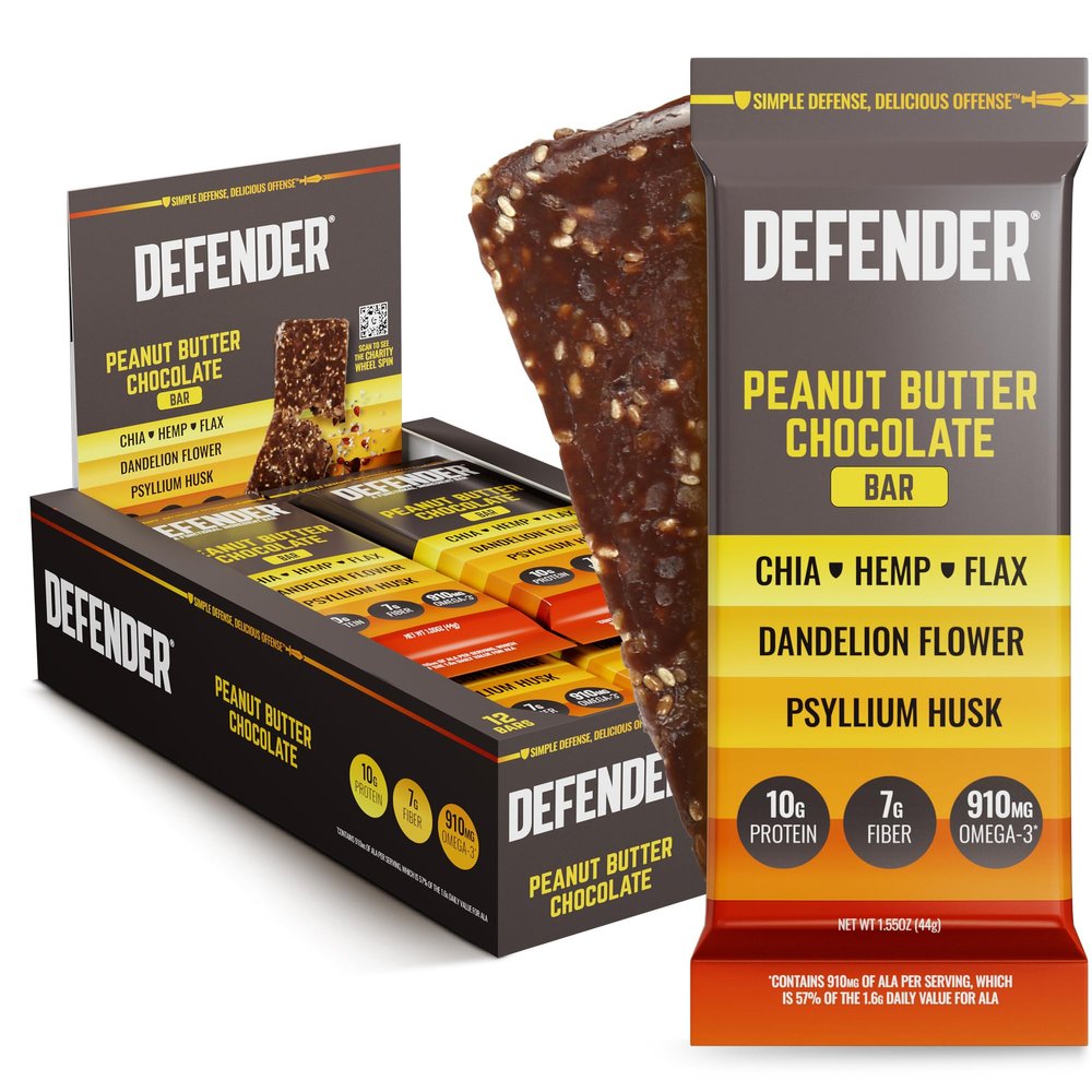 Defender Peanut Butter Chocolate Protein Bar, 12 Bars
