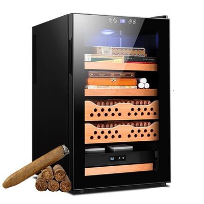 Electric Cigar Cabinet-50l Electronic Cooler Humidor-Spanish Cedar Wood-Controlled Humidity and Wine Cabinet-Holds 400 Cigars-Commercial/Household(Black)