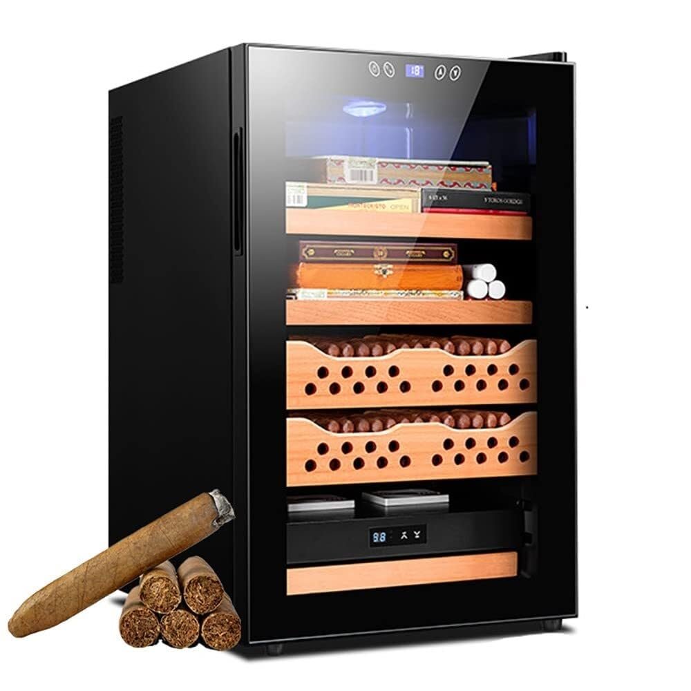 Electric Cigar Cabinet-50l Electronic Cooler Humidor-Spanish Cedar Wood-Controlled Humidity and Wine Cabinet-Holds 400 Cigars-Commercial/Household(Black)
