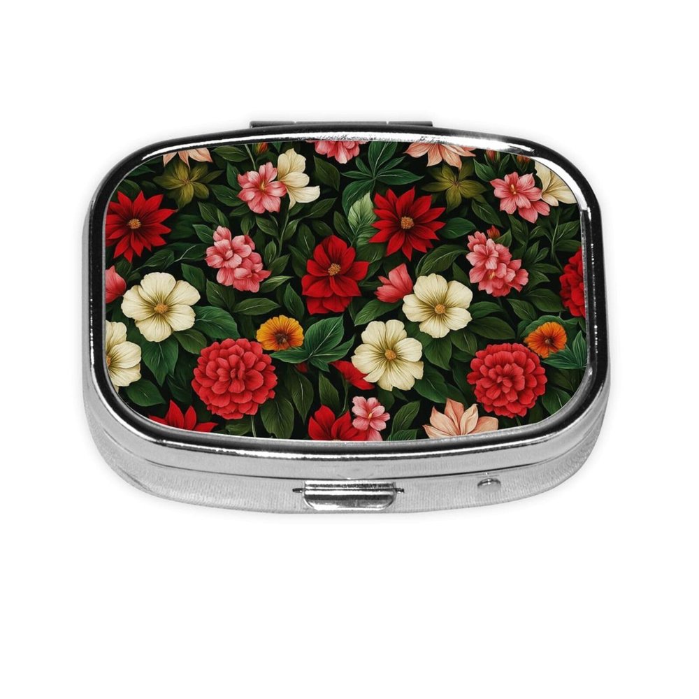 Multicolor Flowers Pill Box Portable Mini Pill Organizer Case