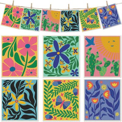 Revahope 6 Packs Swedish Paper Cloths for Kitchen, Reusable Paper Towels Washable Dish Rags, Highly Absorbent Kitchen Towels Quick Drying Swedish Sponge Cleaning Dish Cloths (Hawaiian Style)