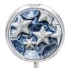 Pill Case Small Pill Box with Mirror 3 Compartment Round Pill Organizer for Purse Or Pocket Metal Medicine Holder, Pill Container Travel Gifts - Sea Theme Starfish Painting view 1