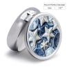 Pill Case Small Pill Box with Mirror 3 Compartment Round Pill Organizer for Purse Or Pocket Metal Medicine Holder, Pill Container Travel Gifts - Sea Theme Starfish Painting view 2