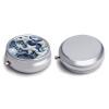 Pill Case Small Pill Box with Mirror 3 Compartment Round Pill Organizer for Purse Or Pocket Metal Medicine Holder, Pill Container Travel Gifts - Sea Theme Starfish Painting view 3