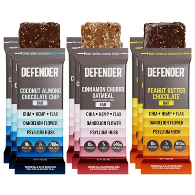 Defender Vegan Protein Bar Variety Pack, Plant Based, 9 Bars