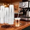 100PCS 14 oz Plastic Cups with Flat Lids and Clear Straws, Disposable Iced Coffee Cups with Lid, Round Bottom To Go Drink Cups for Soda, Smoothies, Boba, Cold Beverage, Juice Bars, Takeout, Party view 2