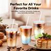 100PCS 14 oz Plastic Cups with Flat Lids and Clear Straws, Disposable Iced Coffee Cups with Lid, Round Bottom To Go Drink Cups for Soda, Smoothies, Boba, Cold Beverage, Juice Bars, Takeout, Party view 3