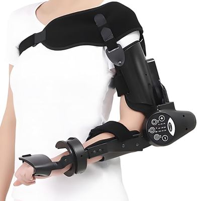 Adjustable Electric Elbow Joint Exercise Device - Arm Training Machine with Hinged Support & Remote Control for Home Fitness & Daily Mobility Practice - Right Hand