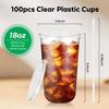 100PCS 18 oz Disposable Plastic Cups with Flat Lids and Clear Straws, Round Bottom To Go Iced Coffee Cups, BPA Free Holiday Cups for Smoothies, Cold Drinks, Coffee Shop, Juice Bars, Christmas Party view 4