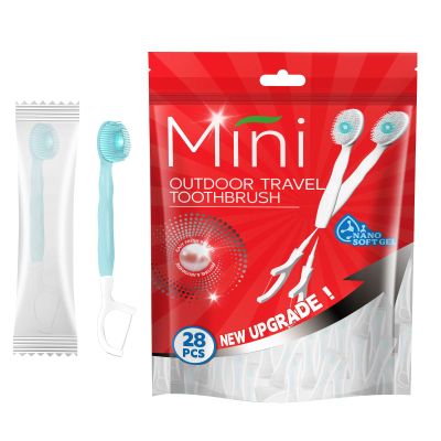 Malisseladi Travel Disposable Toothbrushes with Toothpaste Mini Travel Oral Care, 5-in-1 Mini Brushes+Toothpaste+Tongue Scraper+Pick+Floss, Portable for Work, Camping (Mint Flavor, 28 pcs)