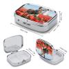 Donkey and Flowers Pill Box 2 Compartment Medicine Pill Case Portable Pill Organizer for Pocket Or Purse Decorative Metal Medicine Vitamin Organizer view 2