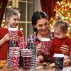 200 Set Christmas Disposable Coffee Cups with Lids 12oz, Bulk Red and Black Xmas Holiday Hot Chocolate Party Paper Cups for Hot Cocoa Cold Drinks Christmas New Year Winter Party Supplies Decorations view 2