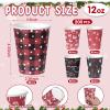 200 Set Christmas Disposable Coffee Cups with Lids 12oz, Bulk Red and Black Xmas Holiday Hot Chocolate Party Paper Cups for Hot Cocoa Cold Drinks Christmas New Year Winter Party Supplies Decorations view 3