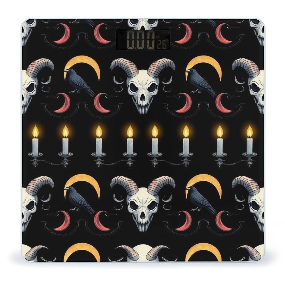 Smart Scale for Body Weight Digital Bathroom Weighing Scale Energy Saving Scale Goth Raven Skull Goat