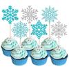 36 Pack Snowflake Cupcake Toppers Glitter Winter Snowflake Cupcake Picks Winter Frozen Cake Decorations Christmas Baby Shower Kids Birthday Party Supplies Light Blue Silver view 1