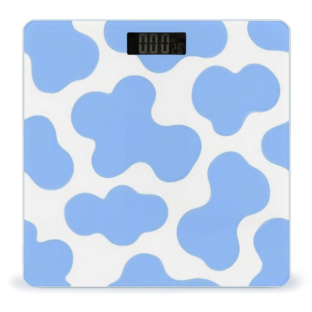 Smart Scale for Body Weight Automatic Switch Digital Bathroom Weighing Scale Light Blue Animal Cow Print