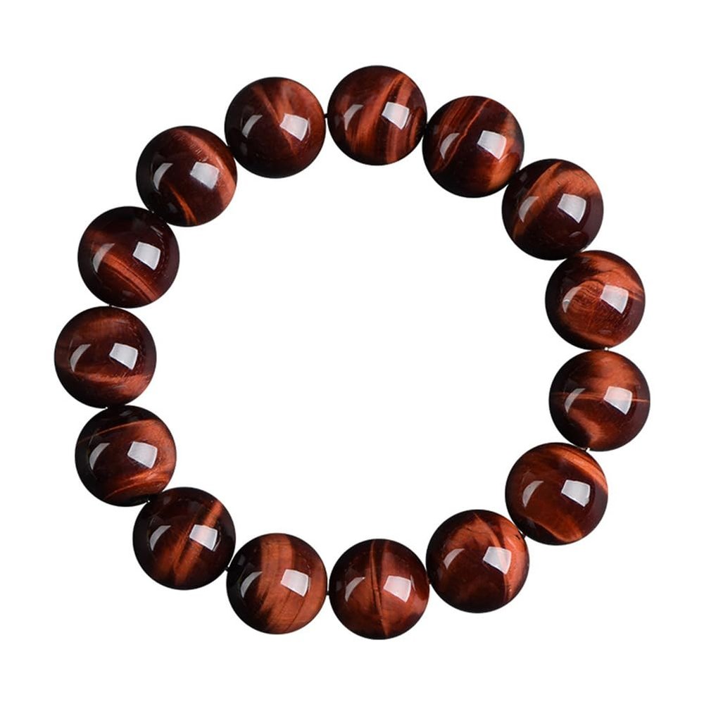 Red Tigers Eye Bracelet for Men Women | Natural Handmade Protection Root Chakra Gemstone Crystal Jewelry for Large Beads Enthusiast,10mm