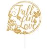 Fall in Love Cake Topper, Fall Themed Wedding Cake Decorations, Autumn Thanksgiving Bridal Shower Wedding Anniversary Party Decorations, Gold Glitter view 2