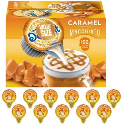 Caramal Macchiato Coffee Creamer Singles, 192 Creamer Singles Included Great for Offices, Restaurants, Coffee, Bar, Gift and Homes