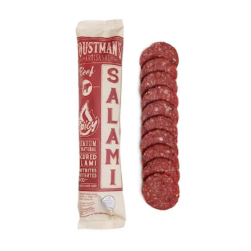 Foustman's Salami Spicy Beef Artisanal, Naturally Uncured, No Pork, 8 Oz