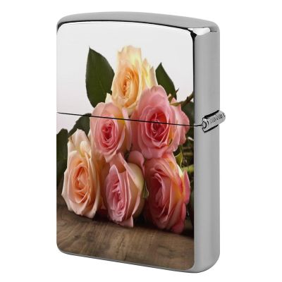 Lighter Case Compatible with Zippo Shell Only,Roses Flowerprinted No Insert Metal Lighter Case for Zippo