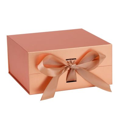 OEMVALATY Rose Gold Gift Box,14x12x5 Inches Gift Boxes with Lids for Presents with Magnetic Closure and Ribbon for Wedding,Storage,Birthday