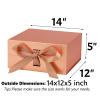 OEMVALATY Rose Gold Gift Box,14x12x5 Inches Gift Boxes with Lids for Presents with Magnetic Closure and Ribbon for Wedding,Storage,Birthday view 2