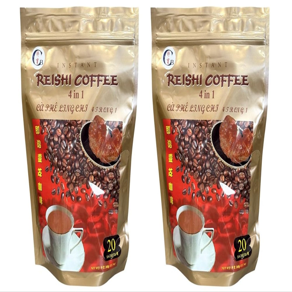 Instant Coffee Powder, Quick Dissolving (2 PACKS, REISHI COFFEE)