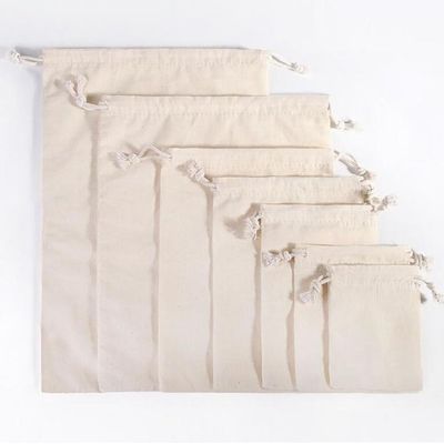 hcaklozgshi 5 10 20 50Pcs/Pack Natural Cotton Drawstring Storage Bags Christms Wedding Gift DIY Plain Pouch Reusable Home Organize Dustbag(17x23cm,Cotton Bags 10PCS)