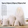 hcaklozgshi 5 10 20 50Pcs/Pack Natural Cotton Drawstring Storage Bags Christms Wedding Gift DIY Plain Pouch Reusable Home Organize Dustbag(17x23cm,Cotton Bags 10PCS) view 3