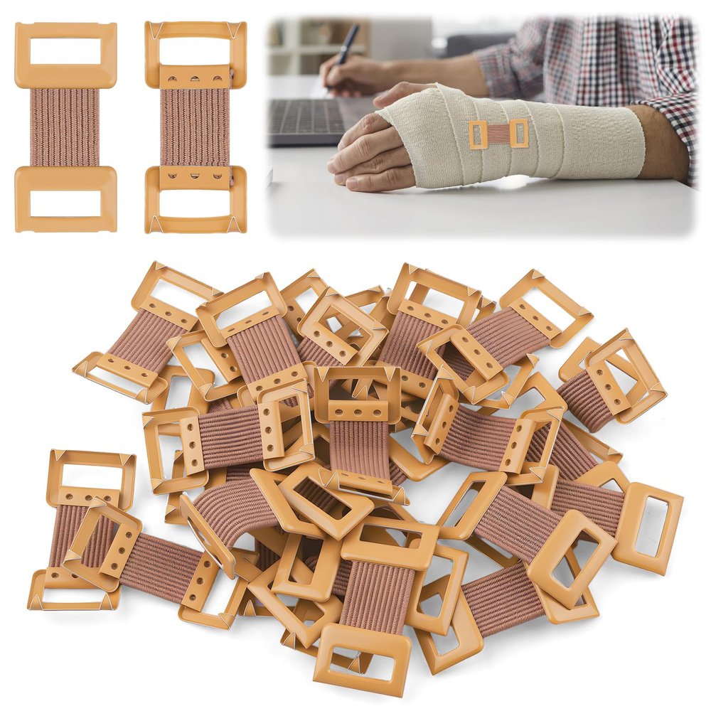 30 Pcs Brown Elastic Bandage Clips, Reusable Bandage Clips with Stretch Metal Clasps, Secure Fastening Clips for Fixing Various Bandages and Gauze, Bandaging Supplies