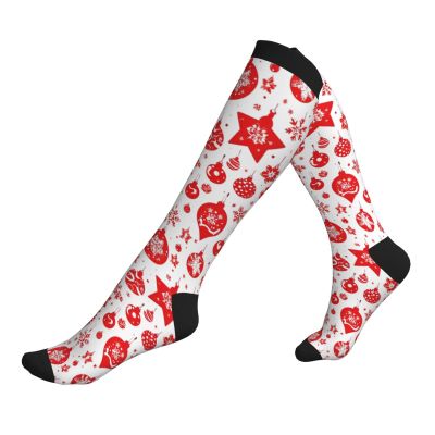 Christmas Prints Printing Compression Socks 15-20mmhg Supports Legs. For Office Workers,Socks For Sports,Support Socks