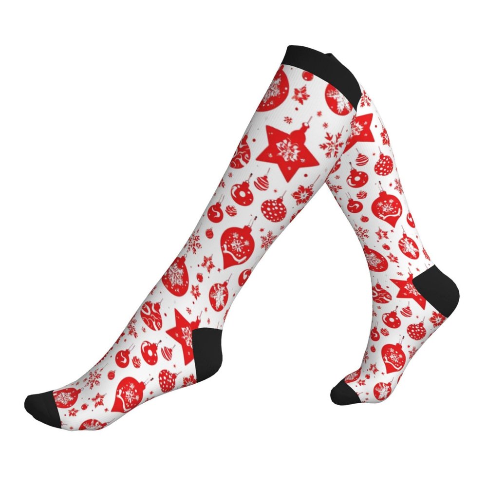 Christmas Prints Printing Compression Socks 15-20mmhg Supports Legs. For Office Workers,Socks For Sports,Support Socks