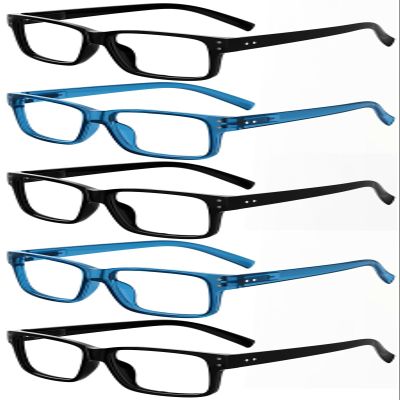 Eyekepper 1.25x Reading Glasses, Readers for Men Women, 3pk Black+2pk Blue