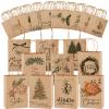 Tenceur 40 Pcs Christmas Gift Bags Bulk with Handles Reusable Kraft, Holiday Vintage Small Paper Christmas Bags for Gifts for Xmas Stuffer Candy Present Wrapping, 8.27 x 5.91 x 3.15 Inches (Brown) view 1