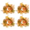 ABOOFAN 4pcs Floral Candle Rings: Maple Leaf Wreaths for Dining Table Centerpiece - Artificial Fall Candle Rings for Thanksgiving & Autumn Decorations view 1