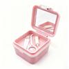 VEADOOLLY Denture Case Kit, Retainer Cleaning Case False Teeth, Retainer Cleaning Denture Bath Cup with Mirror Use in Denture Bridges, Denture Soaking Container, Traditional Braces for Travel Pink view 1