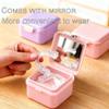 VEADOOLLY Denture Case Kit, Retainer Cleaning Case False Teeth, Retainer Cleaning Denture Bath Cup with Mirror Use in Denture Bridges, Denture Soaking Container, Traditional Braces for Travel Pink view 3