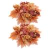 Ciieeo 2pcs Fall Candle Wreaths with Artificial Maple Leaves Autumn Harvest Candle Rings for Pillars Thanksgiving Table Centerpieces Seasonal Home Decor view 1