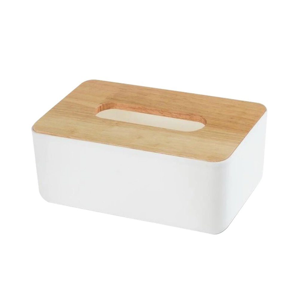 1 PCS White Wooden Minimalist Thickened Tissue Box for Household Car Paper Drawer