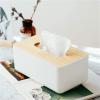 1 PCS White Wooden Minimalist Thickened Tissue Box for Household Car Paper Drawer view 2